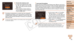 Page 150Before Use
Basic Guide
Advanced Guide
Camera Basics
Auto Mode / Hybrid 
Auto Mode
Other Shooting 
Modes
P Mode
Tv, Av, and M Mode
Playback Mode
Wi-Fi Functions
Setting Menu
Accessories
Appendix
Index
150
Before Use
Basic Guide
Advanced Guide
Camera Basics
Auto Mode / Hybrid 
Auto Mode
Other Shooting 
Modes
P Mode
Tv, Av, and M Mode
Playback Mode
Wi-Fi Functions
Setting Menu
Accessories
Appendix
Index
3 Format the memory card.
zzTo begin the formatting process, press 
the  buttons or turn the  
dial to...