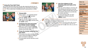 Page 63Before Use
Basic Guide
Advanced Guide
Camera Basics
Auto Mode / Hybrid 
Auto Mode
Other Shooting 
Modes
P Mode
Tv, Av, and M Mode
Playback Mode
Wi-Fi Functions
Setting Menu
Accessories
Appendix
Index
63
Before Use
Basic Guide
Advanced Guide
Camera Basics
Auto Mode / Hybrid 
Auto Mode
Other Shooting 
Modes
P Mode
Tv, Av, and M Mode
Playback Mode
Wi-Fi Functions
Setting Menu
Accessories
Appendix
Index
Still Images
Using the Face Self-TimerThe camera will shoot about two seconds after detecting that the...