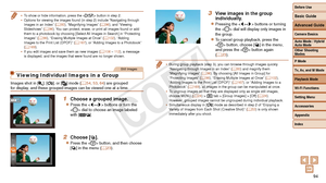 Page 94Before Use
Basic Guide
Advanced Guide
Camera Basics
Auto Mode / Hybrid 
Auto Mode
Other Shooting 
Modes
P Mode
Tv, Av, and M Mode
Playback Mode
Wi-Fi Functions
Setting Menu
Accessories
Appendix
Index
94
Before Use
Basic Guide
Advanced Guide
Camera Basics
Auto Mode / Hybrid 
Auto Mode
Other Shooting 
Modes
P Mode
Tv, Av, and M Mode
Playback Mode
Wi-Fi Functions
Setting Menu
Accessories
Appendix
Index
•	To show or hide information, press the < l> button in step 2.
•	 Options for viewing the images found...