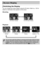 Page 4242
You can change the screen display using the p button. Refer to p. 183 for 
details on information that appears on the screen.
Shooting
Playback
Screen Display
Switching the Display
Information Display No Information Display
You can also switch the display by pressing the  p button while the image 
displays right after shooting. However, Simple Information Display is not 
available. You can change the display that appears first by pressing the 
n  button, then choosing [Review info] in the  4 tab (p....