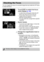 Page 126
126
You can magnify the area of a recorded image that was inside the AF Frame 
to check the focus.
Touch l to switch the focus 
check display  (p. 44).
XA white frame will appear where the AF 
frame was when the focus was set.
XA gray frame will appear on a face 
detected during playback.
XThe area within the orange frame appears 
magnified.
Switch frames.
zTouch the lower right image, or move the 
zoom lever toward  k once.
XThe screen shown on the left will appear.zTouch   to move to a different frame...