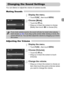 Page 49
49
You can silence or adjust the volume of camera sounds.
Muting Sounds
Display the menu.
zTouch ø, then touch  n.
Choose [Mute].
zTouch the  3 tab.zDrag up or down the screen to choose 
[Mute], then touch  qr to choose [On].
Adjusting the Volume
Display the menu.
zTouch  ø, then touch  n.
Choose [Volume].
zTouch the  3 tab.zDrag up or down the screen to touch 
[Volume].
Change the volume.
zDrag up or down the screen to choose an 
item, then touch the point on the bar where 
you want to change the...