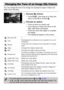 Page 92
92
You can change the tone of an image, for example to sepia or black and 
white, when shooting.
Choose My Colors.
zTouch ø, then drag up or down the 
menu on the left to choose  .
Choose an option.
zTouch an item you want to set.zIf you drag up or down the menu on the 
right, other items will appear.
zTouch the menu item again to complete 
the setting.
XThe setting will appear on the screen.
Changing the Tone of an Image (My Colors)
My Colors Off —
Vivid Emphasizes the contrast and color saturation for...