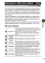 Page 5957
Shooting
A My Colors mode easily changes the colors in an image when it is 
shot, allowing you to alter the balance between red, green and blue, 
transform pale or tanned skin or change a color specified in the 
LCD monitor into a different color. Since they work with both stills 
and movies, these modes let you enjoy producing various image or 
movie effects.
However, depending on the shooting conditions, the images may 
appear rough or you may not get the expected color. Before you try 
to...