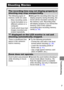 Page 109  Troubleshooting
107
Shooting Movies
The recording time may not display properly or 
shooting may stop unexpectedly.
The following types of 
memory cards are used.
- Slow recording cards.
- Cards formatted on a 
different camera or a 
computer.
- Cards which have had 
images recorded and 
erased repeatedly.zAlthough the recording time may not 
display properly during shooting, the 
movie will be recorded correctly on 
the memory card. Recording time 
will display properly if you format the 
memory card...