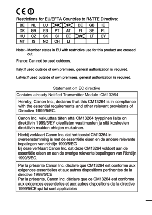 Page 97
Statement on EC directive
Contains already Notified Transmitter Module :CM13264
 