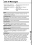 Page 117115
  List of Messages
List of Messages 
• Duri ng shoot ing, pl ayback,  or 
wireless connection to a printer