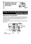 Page 126124
High-Power Flash HF-DC1
This flash is used to supplement the camera’s built-in flash when 
the subject is too far away for proper illumination. Use the following 
procedures to affix the camera and High-Power Flash to the 
supporting bracket.
Please read the instructions accompanying the flash along with this 
explanation.
4Close the memor y card 
slot/batter y cover and 
attach the cord to the 
DC terminal.
Using an Exter nally Mounted Flash 
(Sold Separately)
Tripod 
Sockets
Bracket
(Comes with the...