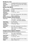 Page 136134
SD Memor y Card
Battery Pack NB-4L
Battery Charger CB-2LV/CB-2LVE
Compact Power Adapter CA-DC10
(Included with the separately sold AC Adapter Kit ACK-DC10)
InterfaceCompatible with SD memory card standards
Dimensions32.0 × 24.0 × 2.1 mm (1.26 × 0.94 × 0.08 in.)
WeightApprox. 2 g (0.07 oz.)
Ty p eLithium-ion Rechargeable battery
Nominal Voltage3.7 V DC
Typical Capacity760 mAh
Operating 
Temperatures0 – 40 °C (32 – 104 °F)
Dimensions35.4 × 40.3 × 5.9 mm (1.40 × 1.59 × 0.23 in.)
WeightApprox. 17 g (0.60...