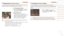 Page 5555
Still Images
Magnifying the Area in Focus
You can check the focus by pressing the shutter button halfway, which will 
enlarge the portion of the image in focus in the AF frame.
1	 Configure	the	setting.
zzPress the  button, choose [AF-
Point Zoom] on the [4] tab, and then 
choose [On] (=
  23).
2	 Check	the	focus.
zzIn [Face AiAF] AF mode, the face 
detected as the main subject is magnified 
when the shutter button is pressed 
halfway. In [Center] AF mode, the AF 
frame in the center is magnified.
•...