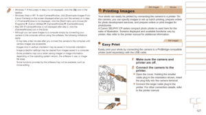 Page 127127
Before Use
Basic Guide
Advanced Guide
Camera Basics
Auto mode / Hybrid 
Auto mode
Other Shooting 
Modes
P Mode
Playback Mode
Wi-Fi Functions
Setting Menu
Accessories
Appendix
Index
Before Use
Basic Guide
Advanced Guide
Camera Basics
Auto mode / Hybrid 
Auto mode
Other Shooting 
Modes
P Mode
Playback Mode
Wi-Fi Functions
Setting Menu
Accessories
Appendix
Index
•	Windows 7: If the screen in step 2 is not displayed, click the [] icon in the 
taskbar.
•	 Windows Vista or XP: To start CameraWindow, click...