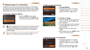 Page 134134
Before Use
Basic Guide
Advanced Guide
Camera Basics
Auto Mode / Hybrid 
Auto Mode
Other Shooting 
Modes
P Mode
Playback Mode
Wi-Fi Functions
Setting Menu
Accessories
Appendix
Index
Before Use
Basic Guide
Advanced Guide
Camera Basics
Auto Mode / Hybrid 
Auto Mode
Other Shooting 
Modes
P Mode
Playback Mode
Wi-Fi Functions
Setting Menu
Accessories
Appendix
Index
Still Images
Adding Images to a Photobook
Photobooks can be set up on the camera by choosing up to 998 images 
on a memory card and importing...