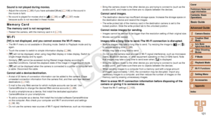 Page 121121
1
2
3
4
5
6
7
8
9
Cover 
Preliminary Notes and 
Legal Information
Contents: Basic 
OperationsCamera Basics
Creative Shot 
Mode
Auto Mode/ 
Hybrid Auto Mode
Other Shooting 
Modes
Playback Mode
Wi-Fi Functions
Setting Menu
Accessories
Index
Basic Guide
P Mode
10Appendix
Advanced Guide
Sound is not played during movies.•	 Adjust the volume ( =  65) if you have activated [Mute] (=  106) or the sound in 
the movie is faint.
•	 No sound is played for movies shot in [
] (=  55) or [] (=  57)  mode 
because...