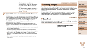 Page 171171
Before Use
Basic Guide
Advanced Guide
Camera Basics
Auto Mode
Other Shooting 
Modes
P Mode
Playback Mode
Wi-Fi Functions
Setting Menu
Accessories
Appendix
Index
Hybrid Auto / 
Dual Capture Mode
 
zAfter images are saved, close 
CameraWindow, press the < 1> button 
to turn the camera off, and unplug the 
cable.
 
zFor instructions on viewing images on a 
computer, refer to “Software Instruction 
Manual” ( =
  169).
• Windows 7: If the screen in step 2 is not displayed, click the [] icon in the...