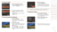 Page 7474
Using the Menu
1	 Access	the	setting	screen.
zzPress the  button and choose 
[Protect] on the [1] tab (=  21).
2	 Choose	a	selection	method.
zzChoose a menu item and an option as 
desired (=  21).
zzTo return to the menu screen, press the 
 button.
Choosing Images Individually
1	 Choose	[Select].
zzFollowing step 2 in “Using the Menu” 
(=  74), choose [Select] and press the 
 button.
2	 Choose	an	image.
zzPress the  buttons to choose an 
image, and then press the < m> button. 
[
] is displayed.
zzTo...