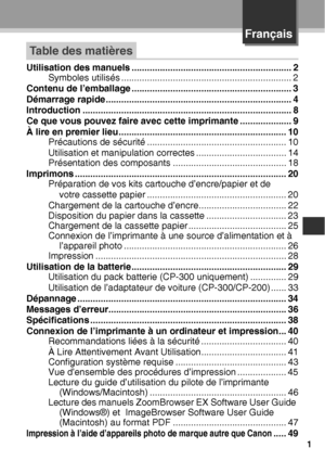 Page 1021
Table des matièresFrançais
Utilisation des manuels .............................................................. 2
Symboles utilisés .................................................................. 2
Contenu de l’emballage .............................................................. 3
Démarrage rapide ........................................................................ 4
Introduction ................................................................................. 8
Ce que vous pouvez faire...