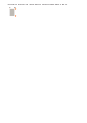 Page 214The printable range is  indicated  in gray. Envelopes require a 10 mm  margin on  the  top, bottom, left, and  right.
>Þ>Ý>à>Ì>Û>Ì>Þ>à>Ü
 