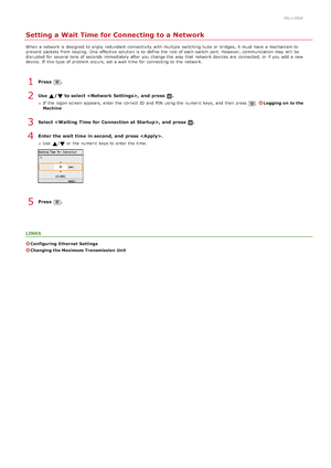 Page 3740ALJ-08W
Setting a Wait Time for Connecting to a Network
When  a network is  designed to  enjoy  redundant  connectivity with multiple switching hubs  or bridges, it must have a mechanism to
prevent  packets  from looping.  One  effective solution  is  to  define the  role of each switch  port. However, communication may  still be
disrupted  for  several tens of seconds  immediately  after you change the  way  that  network devices are  connected, or if  you add  a new
device. If  this type of problem...