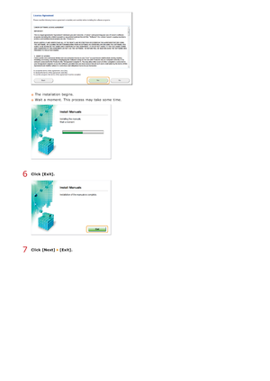 Page 651The installation  begins.
Wait a moment.  This process may  take some  time.
Click [Exit].
Click [Next]   [Exit].
6
7
>â>á>Ý>Ì>Û>Ì>â>ã>â
 