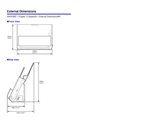 Page 114114
External Dimensions
###HOME > Chapter 13 Appendix > External Dimensions###
„Front View 
„Side View 
 