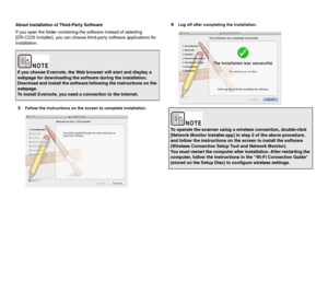 Page 2020
About Installation of Third-Party Software
If you open the folder containing the software instead of selecting 
[DR-C225 Installer], you can choose third-party software applications for 
installation.
3Follow the instructions on the screen to complete installation.
4Log off after completing the installation.
If you choose Evernote, the Web browser will start and display a 
webpage for downloading the software during the installation. 
Download and install the software following the instructions on the...
