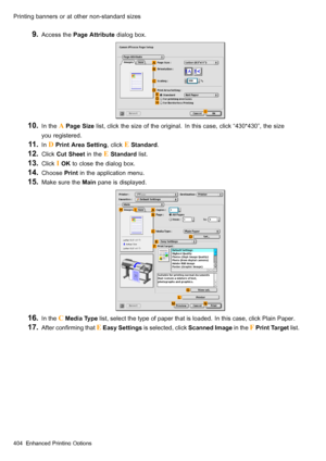 Page 418
 3ULQWLQJEDQQHUVRUDWRWKHUQRQVWDQGDUGVL]HV
  $FFHVVWKH3DJH$WWULEXWHGLDORJER[
  ,QWKH $ 3DJH6L]HOLVWFOLFNWKHVL]HRIWKHRULJLQDO,QWKLVFDVHFOLFN