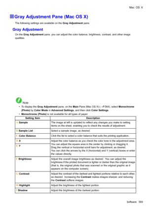 Page 583
 0DF26;
 *UD\$GMXVWPHQW3DQH0DF26;
 7KHIROORZLQJVHWWLQJVDUHDYDLODEOHRQWKH*UD\$GMXVWPHQWSDQH
 *UD\$GMXVWPHQW
 2QWKH*UD\$GMXVWPHQWSDQH\RXFDQDGMXVWWKHFRORUEDODQFHEULJKWQHVVFRQWUDVWDQGRWKHULPDJH
TXDOLWLHV
 1RWH
