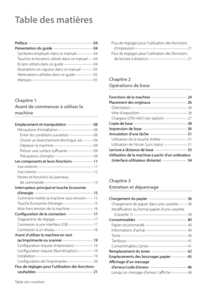 Page 64Ta\ble des matières
Table des matières
Préface  
\f\f\f\f\f\f\f\f\f\f\f\f\f\f\f\f\f\f\f\f\f\f\f\f\f\f\f\f\f\f\f\f\f\f\f\f\w\f\f\f\f\f\f\f\f\f\f\f\f\f\f\f\f\f\f\f\f\f\f\f\f\f\f\f\f\f\f\f\f\f\f\f\f\w\f\f\f\f\f\f\f\f\f\f\f\f\f\f\f\f\f\f\f  
04
Présen\fa\fion du guide   
\f\f\f\f\f\f\f\f\f\f\f\f\f\f\f\f\f\f\f\f\f\f\f\f\f\f\f\f\f\f\f\f\f\f\f\f\w\f\f\f\f\f\f\f\f\f\f\f\f\f\f\f\f\f\f\f  
04
Sym\boles employés dans ce manuel  
\f\f\f\f\f\f\f\f\f\f\f\f\f\f\f\f\f\f\f\f\f\f\f\f
04
Touches et \boutons utilisés dans...