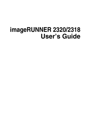 Page 3imageRUNNER 2320/2318
User’s Guide
 