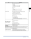 Page 41
Specifications1-9
1
Appendix

ItemSpecification
Capacity Per Tray
No Collating, Collate, Group mode
A4, A5R:1,000 sheets (or 147 mm in height)A3, A4R:500 sheets (or 73.5 mm in height)
Staple mode
A4:1,000 sheets/30 sets (or 147 mm in height)A3, A4R:500 sheets/30 sets (or 73.5 mm in height)
No Collating, Collate, Group mode with different paper sizes:
500 sheets (or 73.5 mm in height)
Staple mode with different paper sizes:
500 sheets/30 sets (or 73.5 mm in height)
Saddle Stitch mode:
1 to 5 sheets/25...