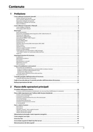 Page 2633
  
Contenuto
1 Prefazione
Come utilizzare il presente manuale . . . . . . . . . . . . . . . . . . . . . . . . . . . . . . . . . . . . \
. . . . . . . . . . . . . . . . . . . . . . . . . . . . . . . . 6Simboli utilizzati nel manuale  . . . . . . . . . . . . . . . . . . . . \
. . . . . . . . . . . . . . . . . . . . . . . . . . . . . . . . . . . . . . . . . . . . . . . . . . . . . . . . . . . . . . . .\
 . . . . 6
Tasti e pulsanti utilizzati nel manuale  . . . . . . . . . . . . . . . . . . . . . . . . . ....