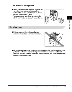 Page 205Informationen zur Aufstellung und Handhabung1-7
Vor dem Start
1.
 