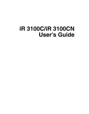 Page 1iR 3100C/iR 3100CNUser's Guide
 