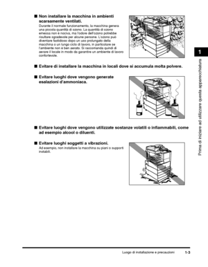 Page 287Luogo di installazione e precauzioni1-3
Prima di iniziare ad utilizzare questa apparecchiatura
1
 