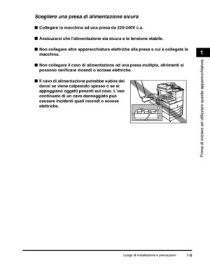 Page 289Luogo di installazione e precauzioni1-5
Prima di iniziare ad utilizzare questa apparecchiatura
1
 