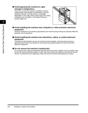 Page 30Installation Location and Handling1-4
Before You Start Using This Machine
1
 