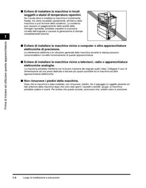 Page 288Luogo di installazione e precauzioni1-4
Prima di iniziare ad utilizzare questa apparecchiatura
1
 