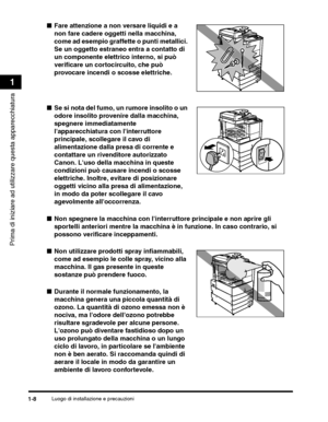 Page 292Luogo di installazione e precauzioni1-8
Prima di iniziare ad utilizzare questa apparecchiatura
1
 