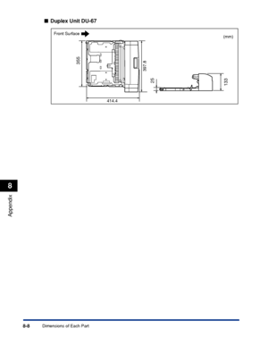 Page 4578-8
Appendix
8
Dimensions of Each Part
■Duplex Unit DU-67
Front Surface(mm)
25
133
355
414.4
397.8
 