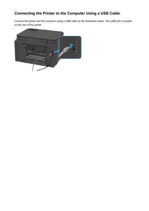 Page 215Connecting the Printer to the Computer Using a USB CableConnect the printer and the computer using a USB cable as the illustration below. The USB port is located
on the rear of the printer.215
 