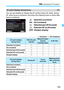 Page 151
149
3 Customizing AF Functions N
You can set whether to display the AF point(s) when AF starts, during 
AF, when focus is achieved, and when the metering timer is active after 
focus is achieved.
: Selected (constant)
: All (constant)
: 
Selected (pre-AF,focused)
: Selected AF pt (focused)
OFF: Disable display
AF point display during focusAF5
k: Displayed,  l: Not displayed
AF point display 
during focusWith AF point  selectedBefore AF starts  (Camera 
shooting-ready)At AF start
Selected (constant) kkk...