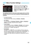 Page 311
309
z5
When the Live View shooting/Movie 
shooting switch is set to < A>, menu 
options exclusive to the Live View 
shooting will appear under the [ z5] and 
[ z 6] tabs (the [ z3] tab in < A> 
mode).
The settable functions on this menu screen apply only to Live View 
shooting. They do not work with viewfinder shooting (settings are 
disabled).
  Live View shooting
You can set Live View shooting to [ Enable] or [Disable ].
  AF method
You can select [ u+Tracking ], [FlexiZone - Multi ], or [FlexiZone -...