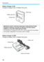 Page 38
Nomenclature
36
Battery Charger LC-E6
Charger for Battery Pack LP-E6N/LP-E6 (p.42).
Battery Charger LC-E6E
Charger for Battery Pack LP-E6N/LP-E6 (p.42).
Battery pack slot
Charge lamp
Power plug
IMPORTANT SAFETY INSTRUCTIONS-SAVE THESE INSTRUCTIONS.
DANGER-TO REDUCE THE RISK OF  FIRE OR ELECTRIC SHOCK, 
CAREFULLY FOLLOW THESE INSTRUCTIONS.
For connection to a supply not in the U.S.A., use an attachment plug adapter 
of the proper configuration for the power outlet, if needed.
Power cord 
Power cord...