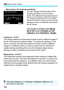 Page 386
3 Menu Function Settings
384
 Movie Servo AF tracking sensitivity N
You can change the Movie Servo AF’s 
tracking sensitivity to one of seven 
levels. This affects the responsiveness of 
AF tracking sensitivity when the subject 
strays from the AF points, such as during 
panning or when an obstacle cuts across 
the AF points.
This function is settable when [
Movie Servo AF] is set to [Enable] and [AF 
method] is set to [FlexiZone - Single].
Locked on: -3/-2/-1
This setting makes the camera less incl...