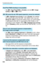 Page 562
Troubleshooting Guide
560
 Set [ z1: Dual Pixel RAW ] to [Enable ], and set [ z1: Image 
quality ] to 1  or 1 +JPEG.
  If [z 3: Highlight tone priority ] is set to [Enable], the settable 
ISO speed range will be ISO 200 - ISO 32000. Even if you set 
[ Range for stills ] to expand the setting range, you cannot select  
L (equivalent to ISO 50), H1 (equivalent to ISO 51200), or H2 
(equivalent to ISO 102400). When [ z3: Highlight tone priority ] 
is set to [ Disable] (p.206), you can set ISO 100/125/160,...