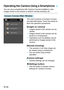 Page 642W-28
You can use a smartphone with Camera Connect installed to view images stored in the camera or perform remote shooting, etc.The main functions of Camera Connect 
are described below. Touch the screen to 
learn the operation procedures.
[Images on camera]
Images stored in the camera can be 
viewed.
 Images stored in the camera can be 
saved on a smartphone.
 Operations such as deletion can be 
performed on images stored in the 
camera.
[Remote shooting]
The camera’s Live View image can 
be viewed...