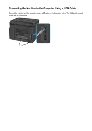 Page 288Connecting the Machine to the Computer Using a USB CableConnect the machine and the computer using a USB cable as the illustration below. The USB port is located
on the rear of the machine.288
 