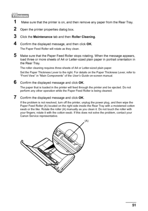 Page 5551
Routine Maintenance
1 Make sure that the printer is on, and then remove any paper from the Rear Tray.
2Open the printer properties dialog box.
3Click the  Maintenance  tab and then  Roller Cleaning .
4Confirm the displayed message, and then click  OK.
The Paper Feed Roller will rotate as they clean.
5Make sure that the Paper Feed Roller stops rotating. When the message appears, 
load three or more sheets of A4 or Letter-sized plain paper in portrait orientation in 
the Rear Tray.
The roller cleaning...