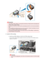 Page 57Important
•
If you shake a FINE cartridge, ink may spill out and stain your hands and the surrounding area.Handle a FINE cartridge carefully.
•
Be careful not to stain your hands and the surrounding area with ink on the removed protectivetape.
•
Do not reattach the protective tape once you have removed it. Discard it according to the local
laws and regulations regarding disposal of consumables.
•
Do not touch the electrical contacts or print head nozzle on a FINE cartridge. The printer may
not print...