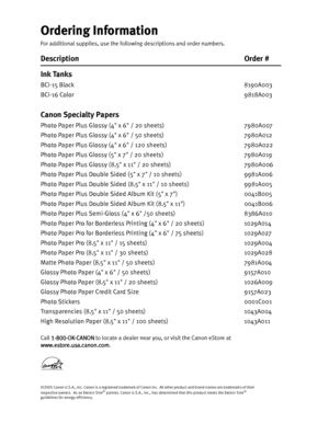 Page 107Getting Help from Canon
Getting Help from Canon Getting Help from Canon
Getting Help from CanonHelp Us Help You BetterBefore you contact Canon, please record the following information.Serial Number (located on the back of the printer):                                                                  
    Model Number (located on the top of the printer):                                                                          Setup Software and User’s Guide CD version number (USCD X.X) 
located on your...